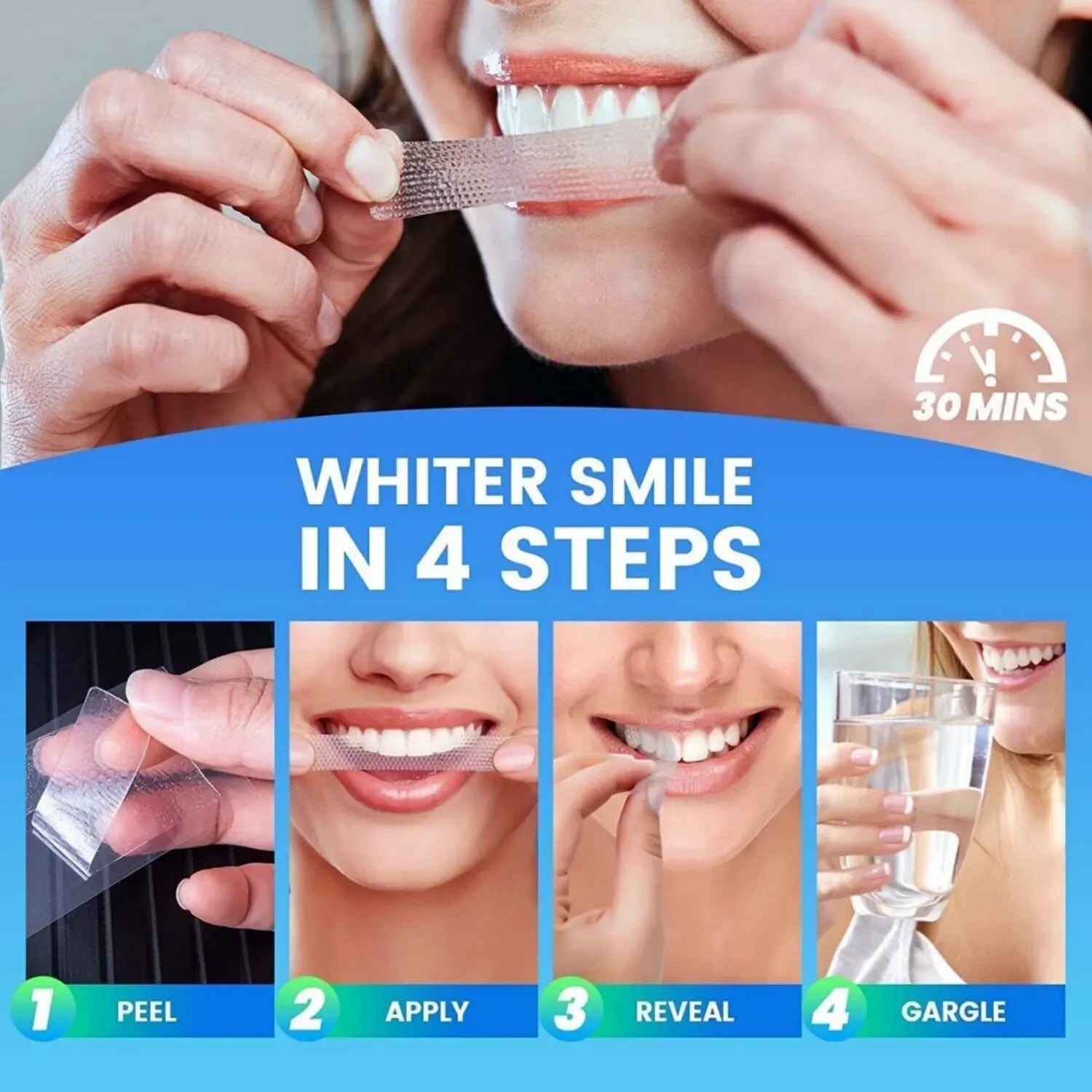 21/28 Pairs Teeth Brightening Strips for Teeth, 5D/9D Whitener Strips Reduced Sensitivity White Strips for Teeth Whitening