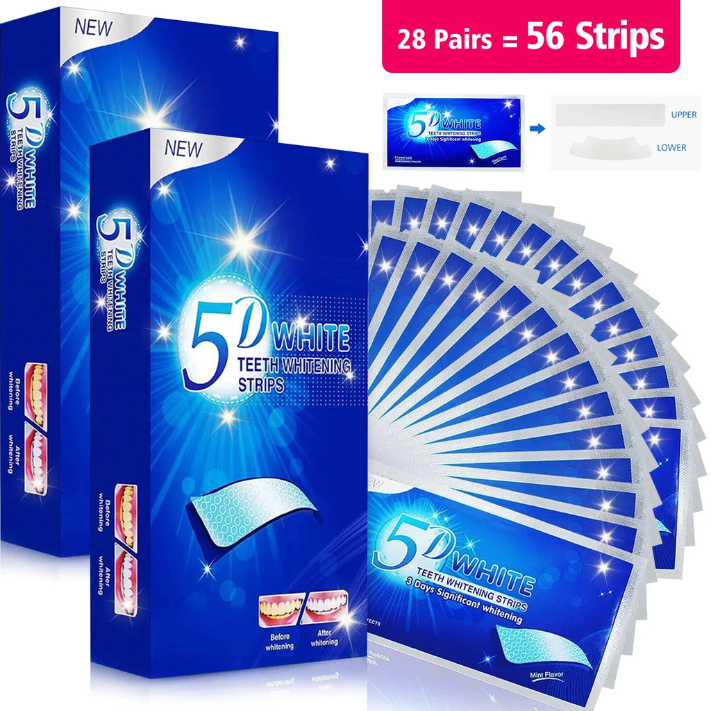 21/28 Pairs Teeth Brightening Strips for Teeth, 5D/9D Whitener Strips Reduced Sensitivity White Strips for Teeth Whitening