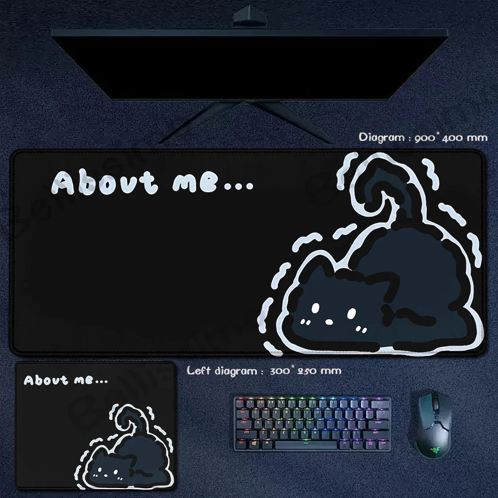 Blue Cloud Mouse Pad Cute Black Cat Mousepad Keyboard Extended Mat Large Gamer Mouse Mats E-Sports Desk Pad Gaming Accessories