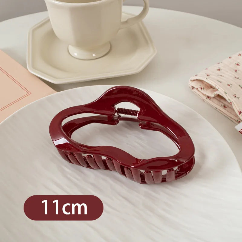 Plastic Red Hair Claw Women Girls Large Geometric Acrylic Crab Hair Clamp Elegant Barrettes Clip Female Fashion Hair Accessories