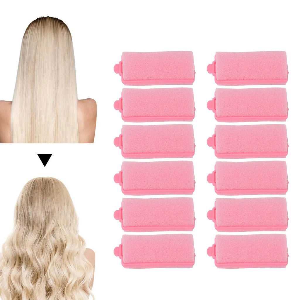 12pcs Soft Magic Sponge Foam Hair Rollers Hairdressing Tool Kit Women Styling Not Hurt Hair Heatless Curlers Professional Home