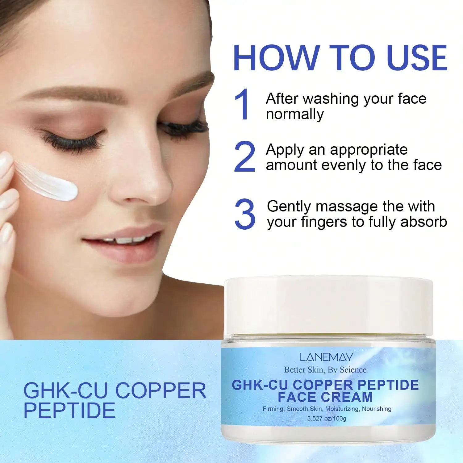 GHK-Cu Copper Peptide Cream | Intense Moisture & 72H Hydration Lock | Firms, Smooths & Strengthens Skin Barrier, Reveals Plumper